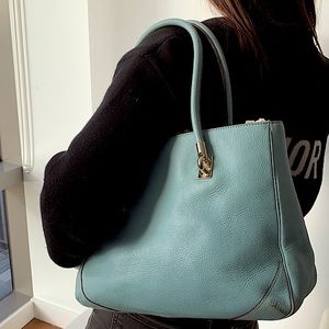 Medium, Kate Spade, Light Blue, Leather Bag
